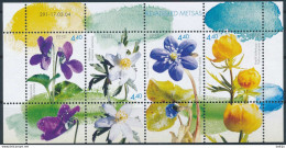 Mi Block 21 MNH ** / Spring Flowers, Violet, Anemone, Hepatica, Globeflower - Estonia