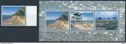 Mi 551 + Block 15 ** MNH / Nature Of The Baltic Sea Coast / Palanga, Lahemaa, Gulf Of Riga, Joint Issue - Letland