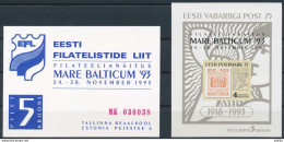 Mi Block 6 MNH ** / Mare Balticum Philatelic Exhibition / Stamp On Stamp, Overprint - Estonia