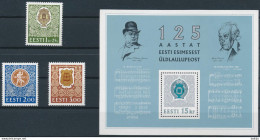 Mi 225-227 & Block 7 MNH ** / Song Festival 125th Anniversary, Musical Notes - Estonia