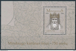 Mi Block 28 ** MNH / Coronation Of King Mindaugas 750th Anniversary, History, Royalty, Map, Chart - Litouwen