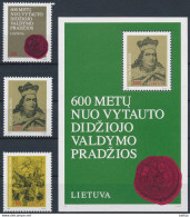 Mi 518-520 + Block  3 ** MNH Reign Of Grand Duke Vytautas 600th Anniversary, Royalty - Litouwen