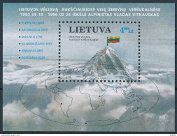 Mi Block 10 ** MNH / Mountaineering, Alpinist, Vladas Vitkauskas, 1st Lithuanian Seven Summits, Flag - Lituanie