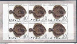 Latvia, Mi 616 ** MNH, Markenheft, Booklet / Fish, Turbot, Psetta Maxima / Salon Du Timbre Paris 2004 - Vissen