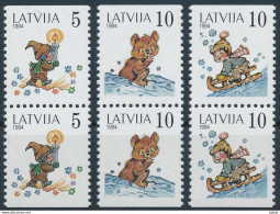 Mi 386-388, ** MNH Se-tenant Pairs / Margarita Stāraste 80th Birthday / Fairy Tale, Teddy Bear, Children - Latvia