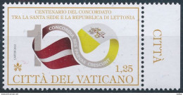 Vatican, Mi 2063 MNH ** / 100 Years Concordat Between Holy See And Latvia / Flag, Joint Issue - Emisiones Comunes