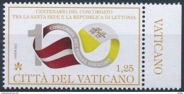 Vatican, Mi 2063 MNH ** / 100 Years Concordat Between Holy See And Latvia / Flag, Joint Issue - Francobolli