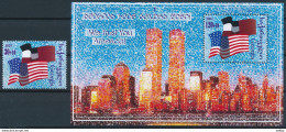 Mi 382 + Block 25 ** MNH / New York Skyline, Twin Towers, 9/11, Flag - Georgië