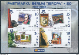 Latvia, Mi Block 21 ** MNH / CEPT Europa 50th Anniversary, Stamp On Stamp - Sellos Sobre Sellos