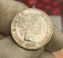 España Spain Isabel II - 40 Céntimos De Escudo 1868 Madrid Km 628.2 Plata - Altri & Non Classificati