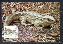 NEW ZEALAND NUOVA ZELANDA 1991 REPTILES FAUNA TUARTARA 40c MAXI MAXIMUM CARD CARTE - FDC