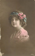 Social History Souvenir Photo Postcard Girl Coiffure Flower Dress - Photographie
