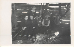 Social History Souvenir Photo Postcard 1937 Family In The Shed Fireplace - Photographs