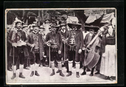 AK Aussee, Steir. Volkstrachtenfest 1909, Hochzeitsbitter Und Musik Im Ausseer Hochzeitszug  - Autres & Non Classés