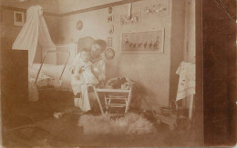 Social History Souvenir Photo Postcard Bassinet Mother And Baby Bebe 1921 - Photographs