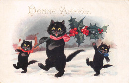 ¤¤  -  Lot De 5 Cartes De " CHATS  "  - Bonne Année, Joyeuses Pâques   -  ¤¤ - Cats