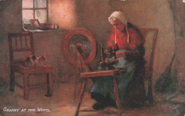 ARTS - Peintures Et Tableaux - Granny At Her Wheel - Carte Postale Ancienne - Peintures & Tableaux