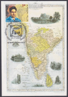 Inde India 2008 Maximum Max Card Map Of India, Damodar Dharmananda Kosambi, Indian Polymath, Maps - Lettres & Documents