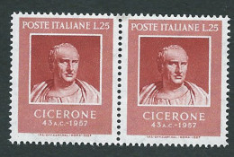 Italia 1957; Cicerone, Bimillenario Della Sua Morte. Coppia. - 1946-60: Nieuw/plakker