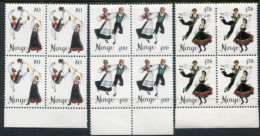 NORWAY 1976 Folk Dances Blocks Of 4 MNH / **.  Michel 719-21 - Unused Stamps