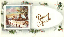 Petite Carte Mignonette       Bonne Année  Village Enneigé - New Year