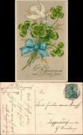 Neujahr Sylvester New Year Brieftaube Kleeblätter 1905 Goldrand - Altri & Non Classificati