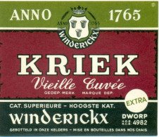 Oud Etiket Bier Kriek Vieille Cuvée. - Brouwerij / Brasserie Winderickx Te Dworp - Bière