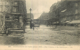 75 - INONDATIONS DE PARIS 1910 - HOTEL TERMINUS ET RUE SAINT LAZARE  - Inondations De 1910