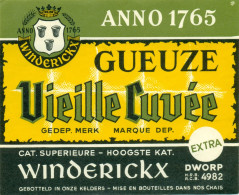 Oud Etiket Bier Gueuze Vieille Cuvée. - Brouwerij / Brasserie Winderickx Te Dworp - Beer
