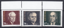 LITHUANIA 1999 Famous People MNH(**) Mi 689-691 #Lt1095 - Lithuania