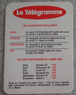 Petit Calendrier De Poche 1982 Journal Le Télégramme - Formato Piccolo : 1981-90