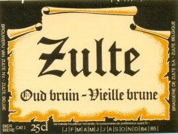 Oud Etiket Bier Zulte Oud Bruin - Vieille Brune - Brouwerij / Brasserie Zulte - Cerveza