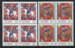 NORWAY 1974 Christmas: Folk Art Blocks Of 4 MNH / **.  Michel 693-94 - Unused Stamps