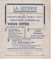 THEME  LA LOTERIE - AU PROFIT DU SANATORIUM DE PUYLAÜN 65 - AARENS - Historical Documents