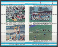 Argentina 1986 - World Cup, Mexico'86, ARGENTINA CAMPEON, Mi-Nr. 1825/40 (2 Sheets), MNH** - 1986 – México