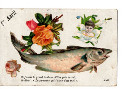 Carte Ajoutis 1er Avril Poisson  Roses  Bébé Poème    RV - 1° Aprile (pesce Di Aprile)