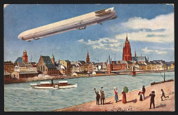 AK Zeppelin / Luftschiff über Einer Stadt  - Tentoonstellingen