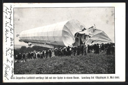 AK Göppingen, Graf Zeppelins Luftschiff Verfängt Sich Bei Der Landung In Einem Baum, 31.5.1909  - Airships
