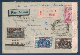 AFFRANCHISSEMENT TIMBRES SURCHARGÉS " CAMEROUN FRANÇAIS 27-8-40 " Dont PIROGUIER 231 Sur LETTRE 1941 CENSURE DOUALA WW2 - Lettres & Documents