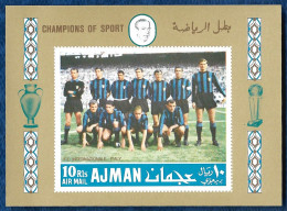 Ajman 1968 Football Soccer Calcio FC Inter IMPERF Block Mi 49 C Mazzola Domenghini Suarez Corso Facchetti With Cups MNH - Beroemde Teams