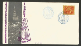 Portugal Cachet Commémoratif 40 Ans Apparitions Notre Dame De Fatima 1957 Our Lady Of Fatima Vent Postmark - Christianisme