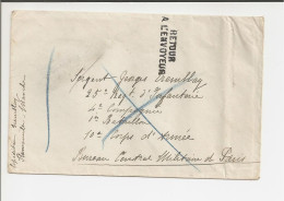 Lettre Envoyée à Un Sergent Au 25ème Régt D'Infanterie (25 RI) - Retour à L'envoyeur - Documentos