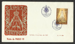 Portugal Cachet Commémoratif Lisbonne Visite Pape Paul VI A Fatima 1967 Paul VI Pope Visit Event Postmark - Papi