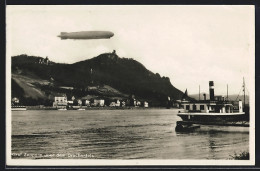 AK Königswinter, Luftschiff Graf Zeppelin über Dem Drachenfels  - Airships
