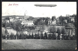 AK Bad Elster, Zeppelin über Dem Ort  - Luchtschepen