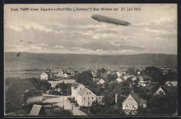 AK Wilthen, Zeppelin-Luftschiff Sachsen über Dem Ort  - Aeronaves