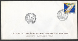 Portugal Cachet Commémoratif Expo Medaille Religieuse Sanctuaire Fatima 1975 Our Lady Of Fatima Sanctuary Event Postmark - Christianity