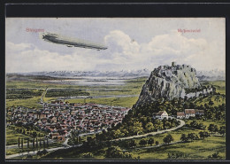 AK Singen / Hohentwiel, Zeppelin Mit Hohentwiel  - Airships