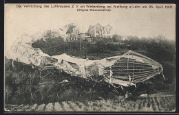 AK Weilburg A / Lahn, Die Vernichtung Des Lufzkreuzers Z II Am Webersberg 1910  - Aeronaves