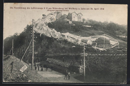 AK Weilburg, Zerstörter Luftkreuzer Z II Am Webersberg 1910  - Luchtschepen